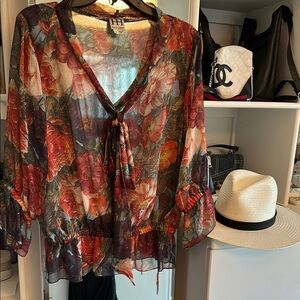 Floral Sheer Blouse by - Haute Hippie